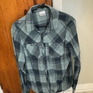 Columbia Blue Plaid Button Down Shirt